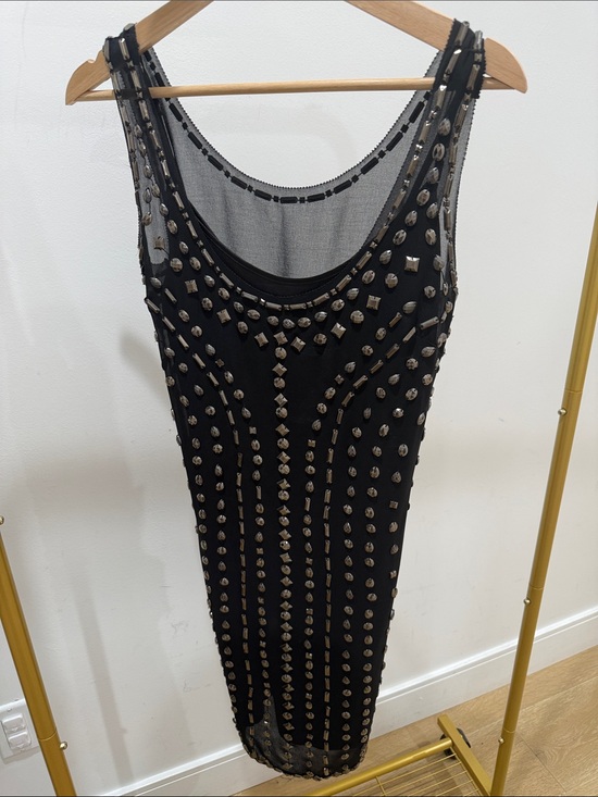 bebe Dresses & Skirts - bebe Black Studded Mesh Midi Dress